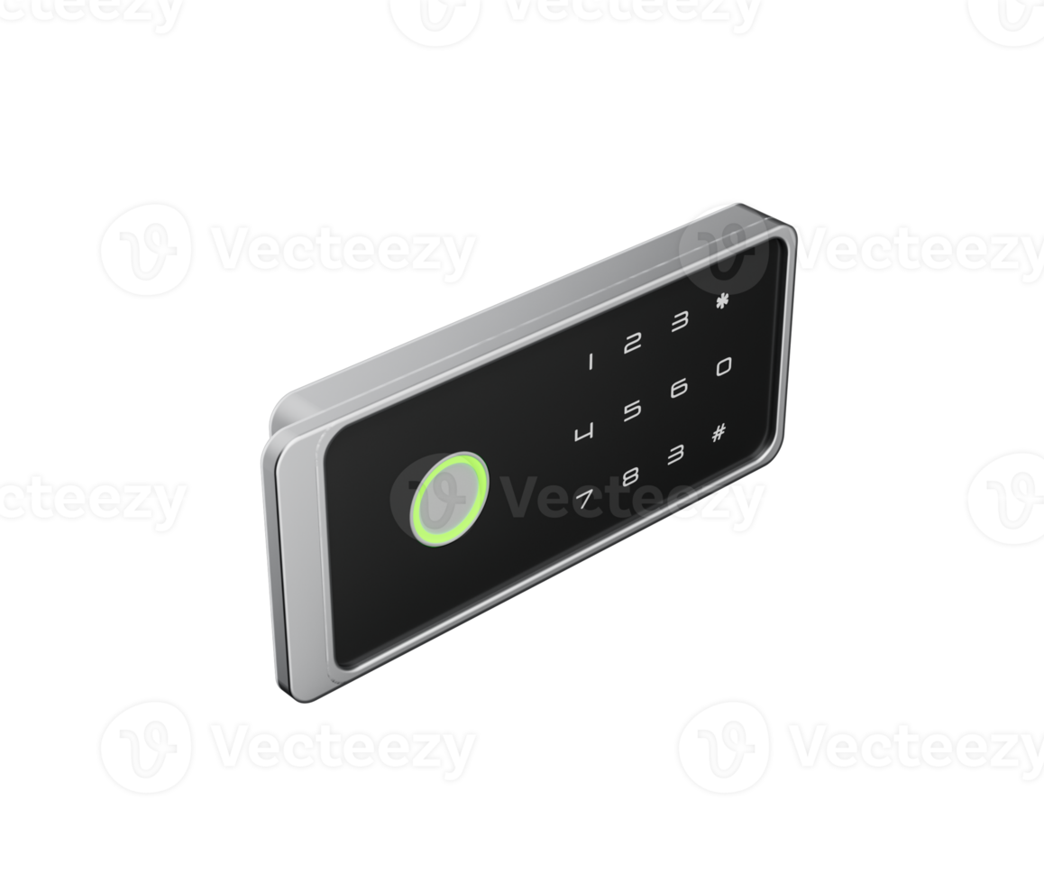 Digital Safe Lock With Touchscreen Numeric Keypad, Green Indicator For Secure Access 3d Illustration png