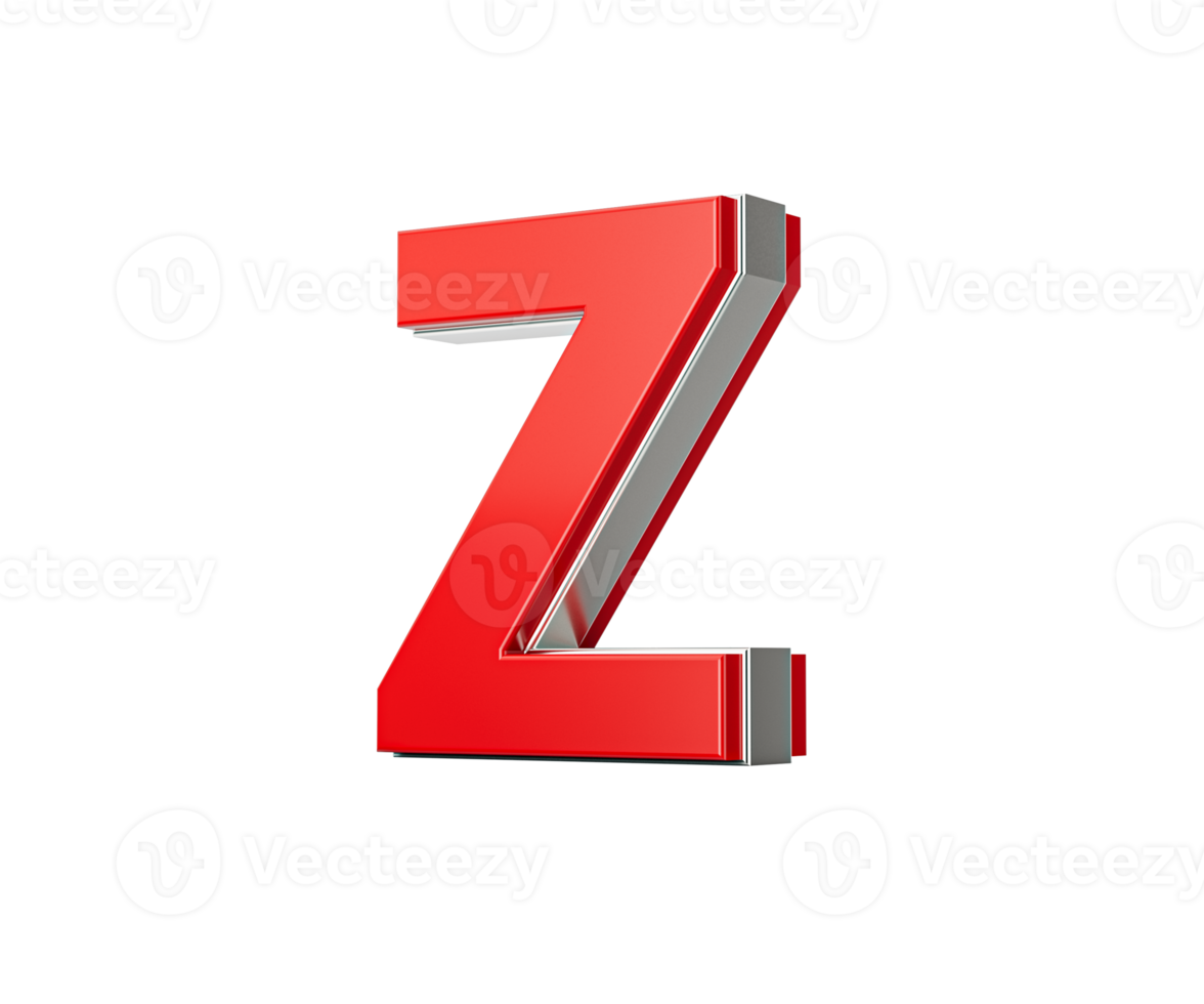 Vibrant Red Capital Letter Z Gleams With Its Sleek Design Bold Font With Sharp Edges 3D Illustration png