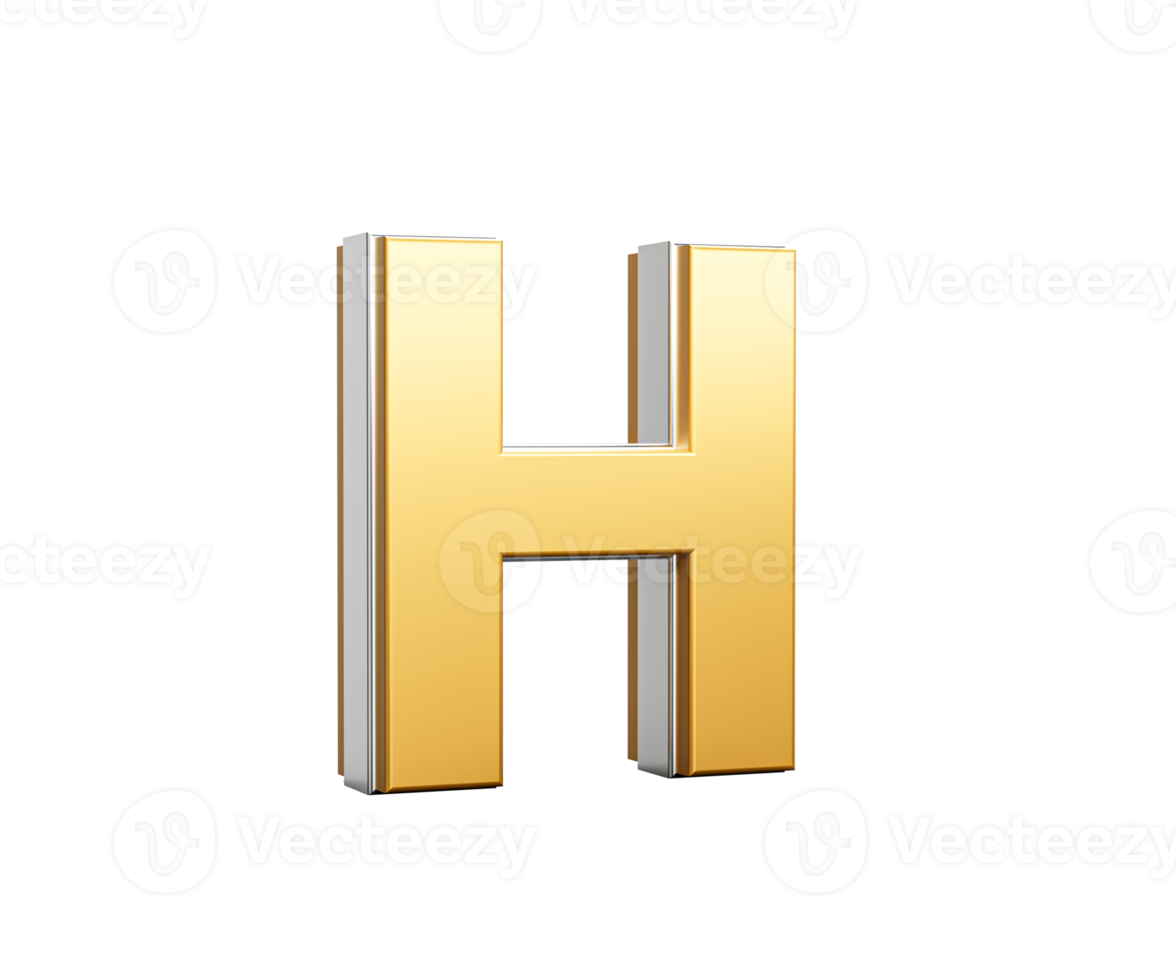 Golden Capital Letter H Gleams With Sleek Modern Design Bold Font With Sharp Edges 3D Illustration png