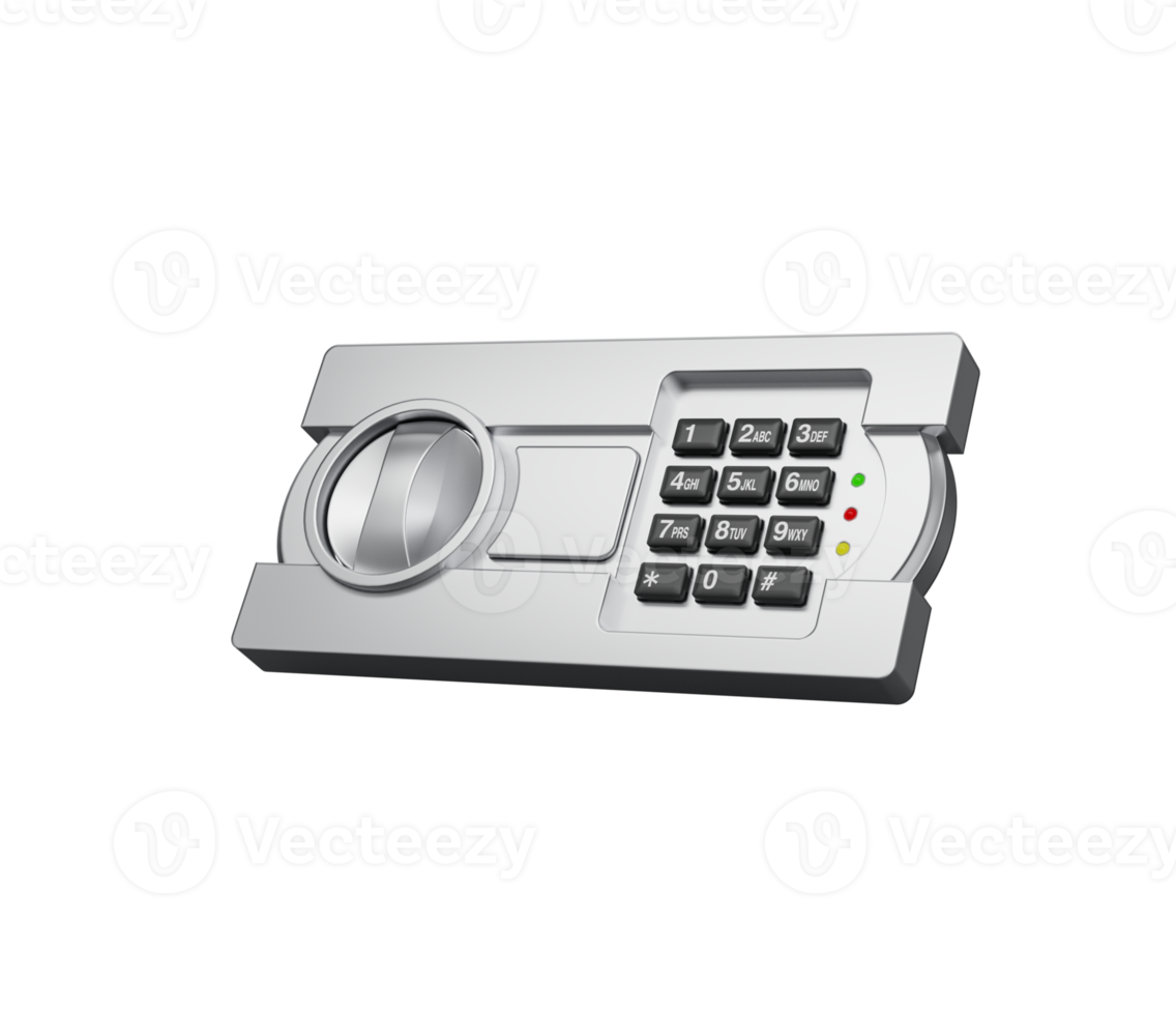 Metallic Finish Digital Safe with A Combination Lock And Circular Handle For Access 3D Illustration png