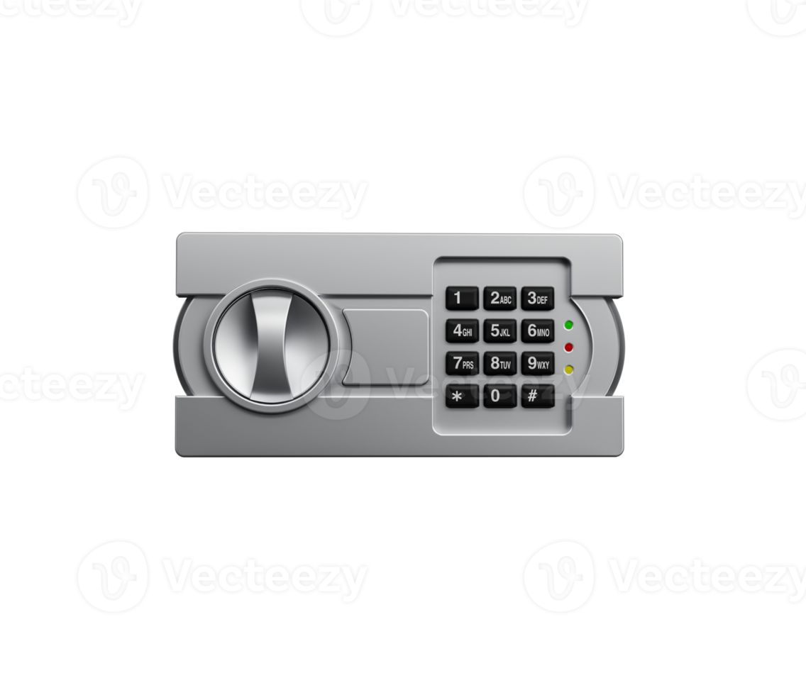 Metallic Finish Digital Safe with A Combination Lock And Circular Handle For Access 3D Illustration png