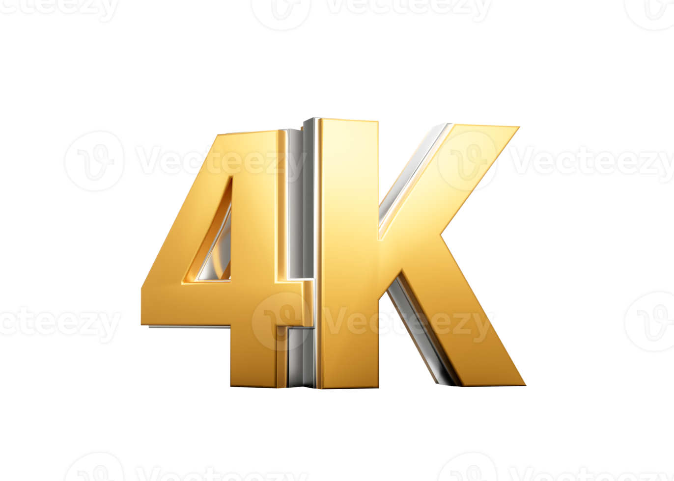 Golden 4K Text With Metallic Gleam Emphasizing Its Milestone Or Resolution Symbolism 3D Illustration png