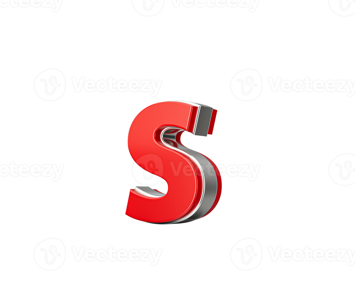 Vibrant Red Small Letter s Gleams With Its Sleek Metallic Design With Sharp Edges 3D Illustration png