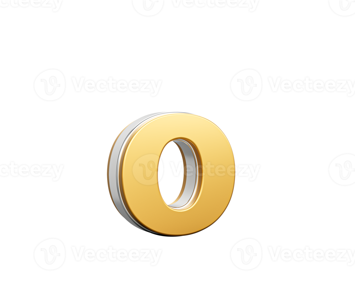 Shiny Golden Small Letter o Gleams With Its Sleek Modern Design With Sharp Edges 3D Illustration png
