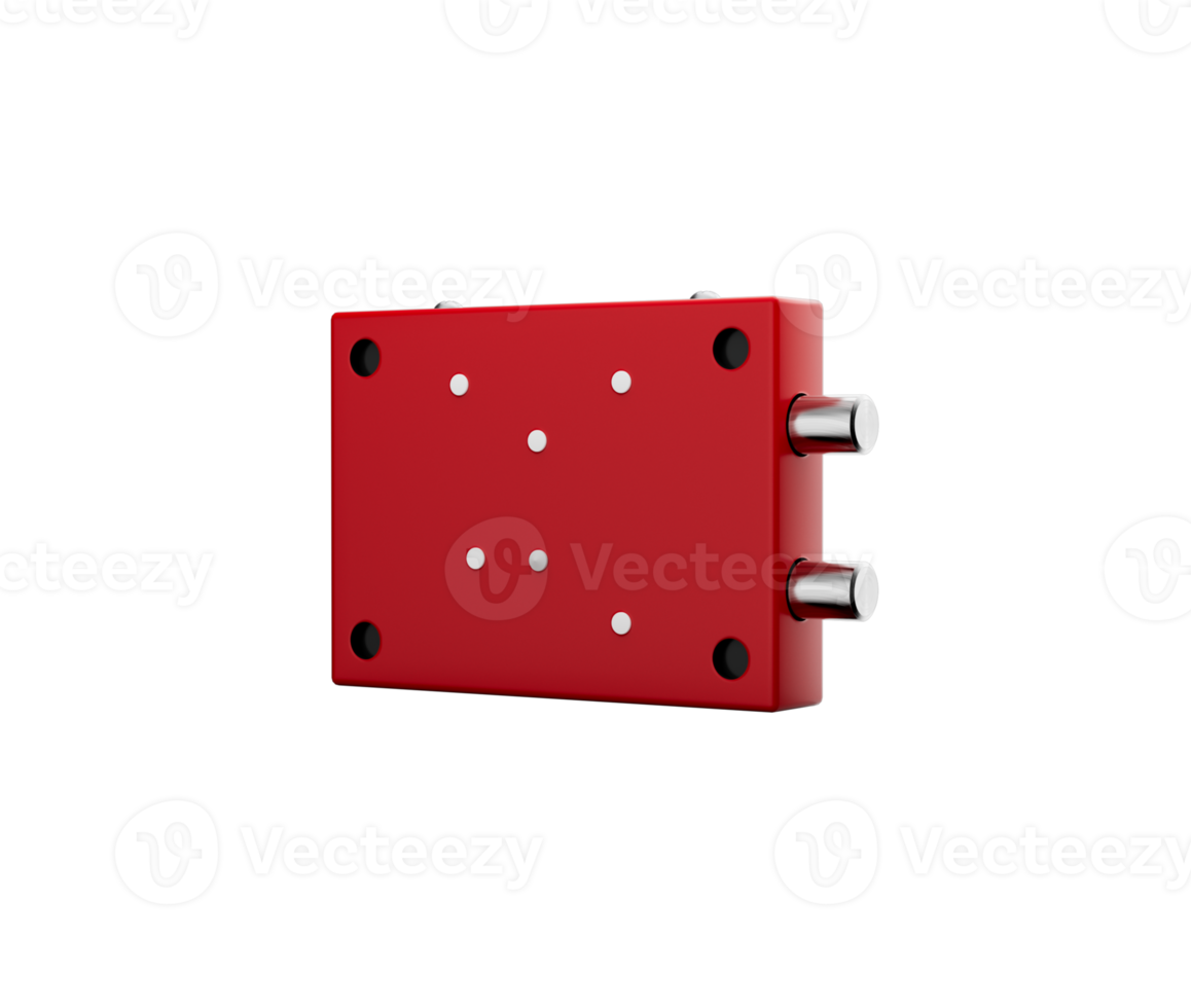 A Modern Rectangular Red Mini Vault Lock High quality 6 Lever Key Lock With 2 Bolts 3D Illustration png