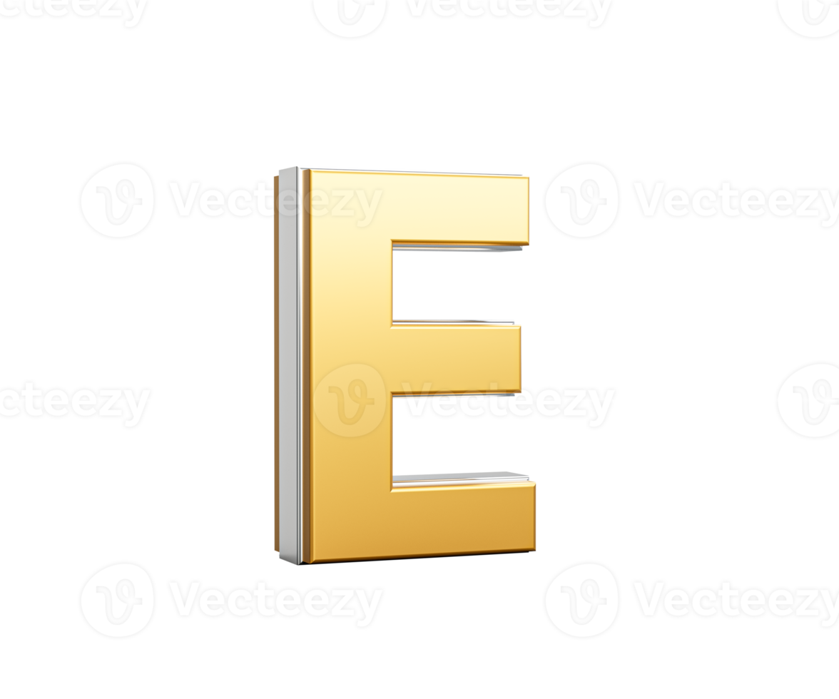Golden Capital Letter E Gleams With Sleek Modern Design Bold Font With Sharp Edges 3D Illustration png