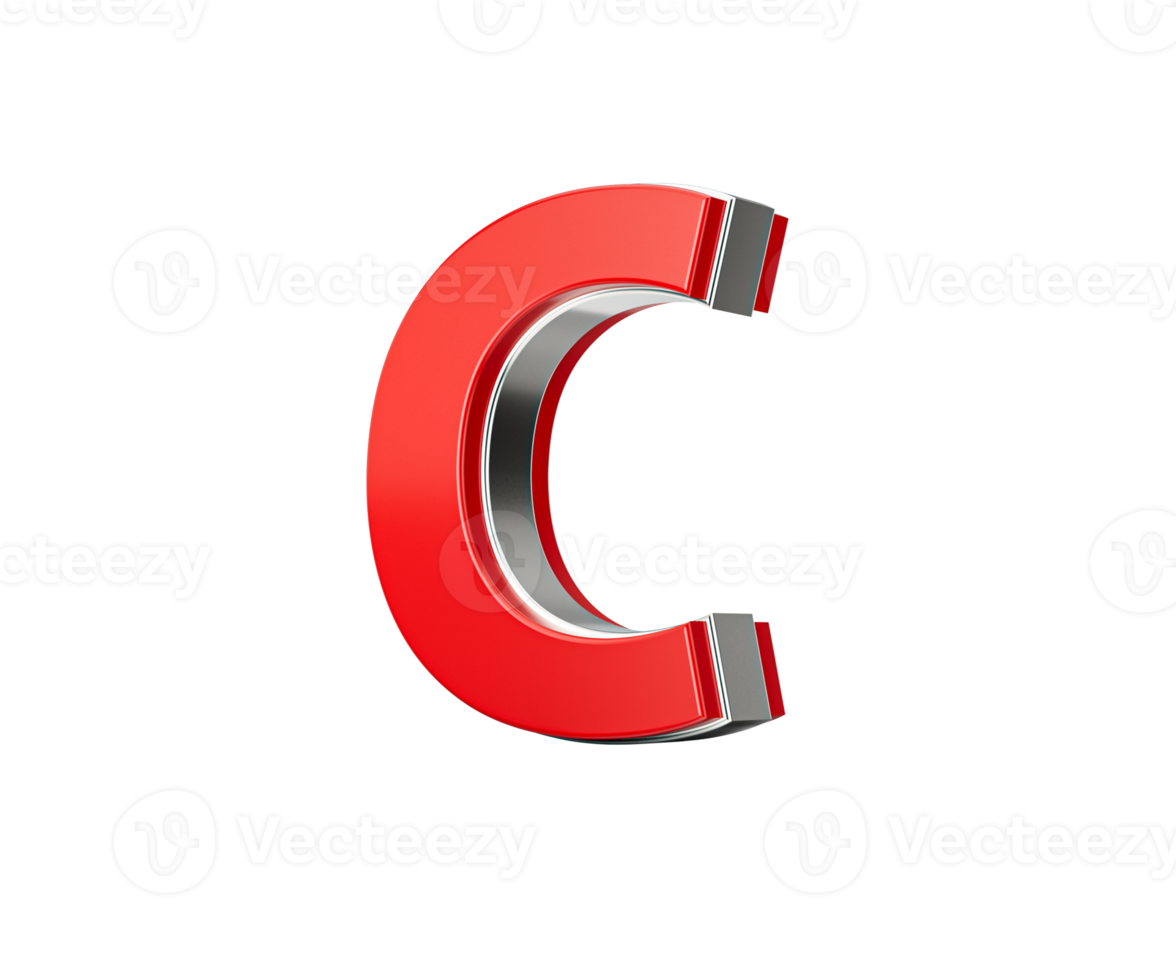 Vibrant Red Capital Letter C Gleams With Its Sleek Design Bold Font With Sharp Edges 3D Illustration png