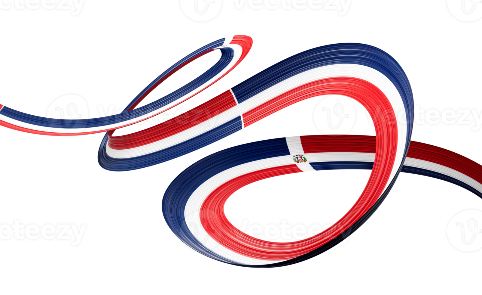 3d Flag Of Dominican Republic 3d Shiny Waving Ribbon Flag On White Background 3d Illustration png