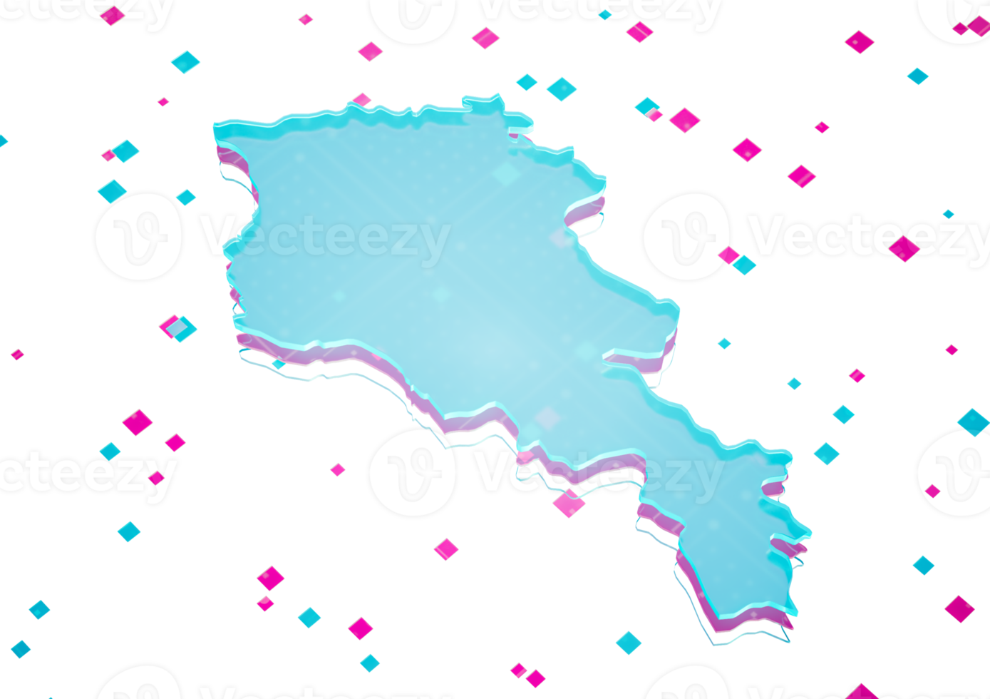 Armenia Map Glowing Blue Light Digital Map Isolated Seamless Pattern Background 3D Illustration png