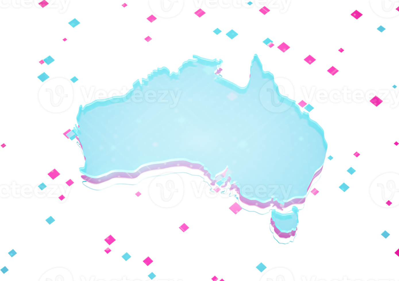 Australia Map Glowing Blue Light Digital Data Map On Seamless Pattern Background 3D Illustration png