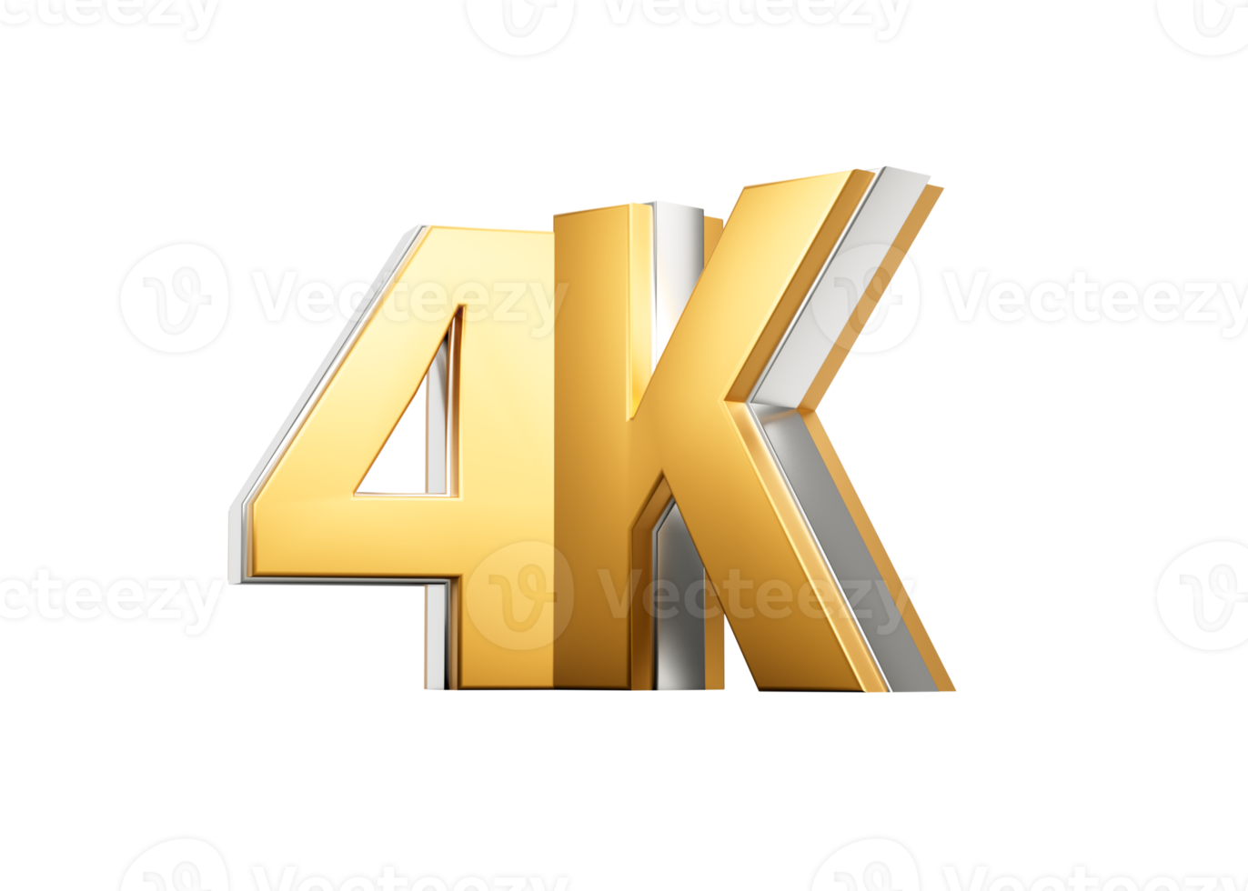 Golden 4K Text With Metallic Gleam Emphasizing Its Milestone Or Resolution Symbolism 3D Illustration png
