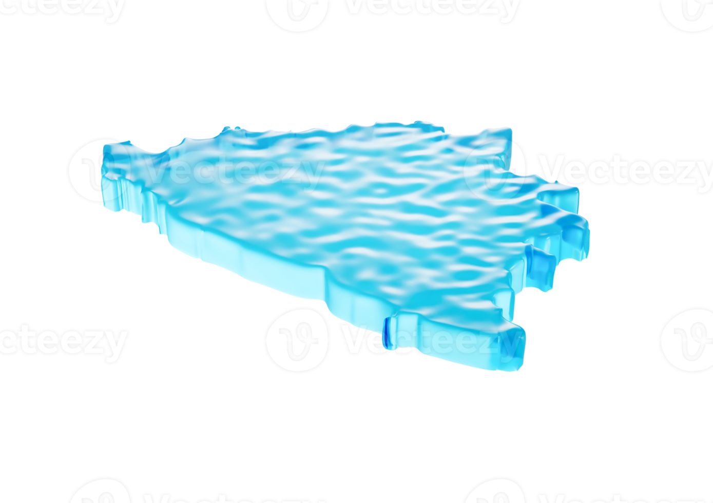 Water Ice Map of Bosnia global warming melting glacier in deep blue water 3d illustration png