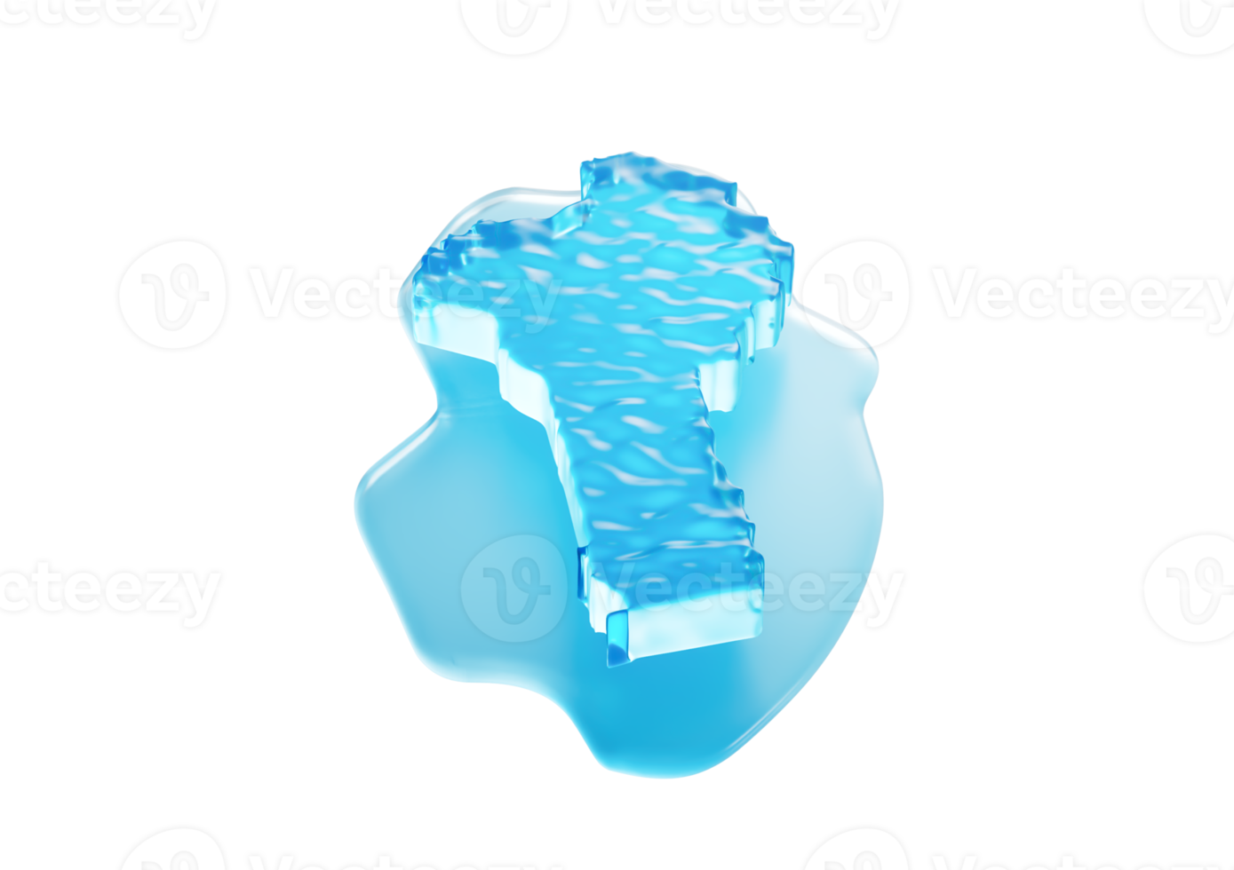 Water Ice Map of Benin global warming melting glacier in deep blue water 3d illustration png