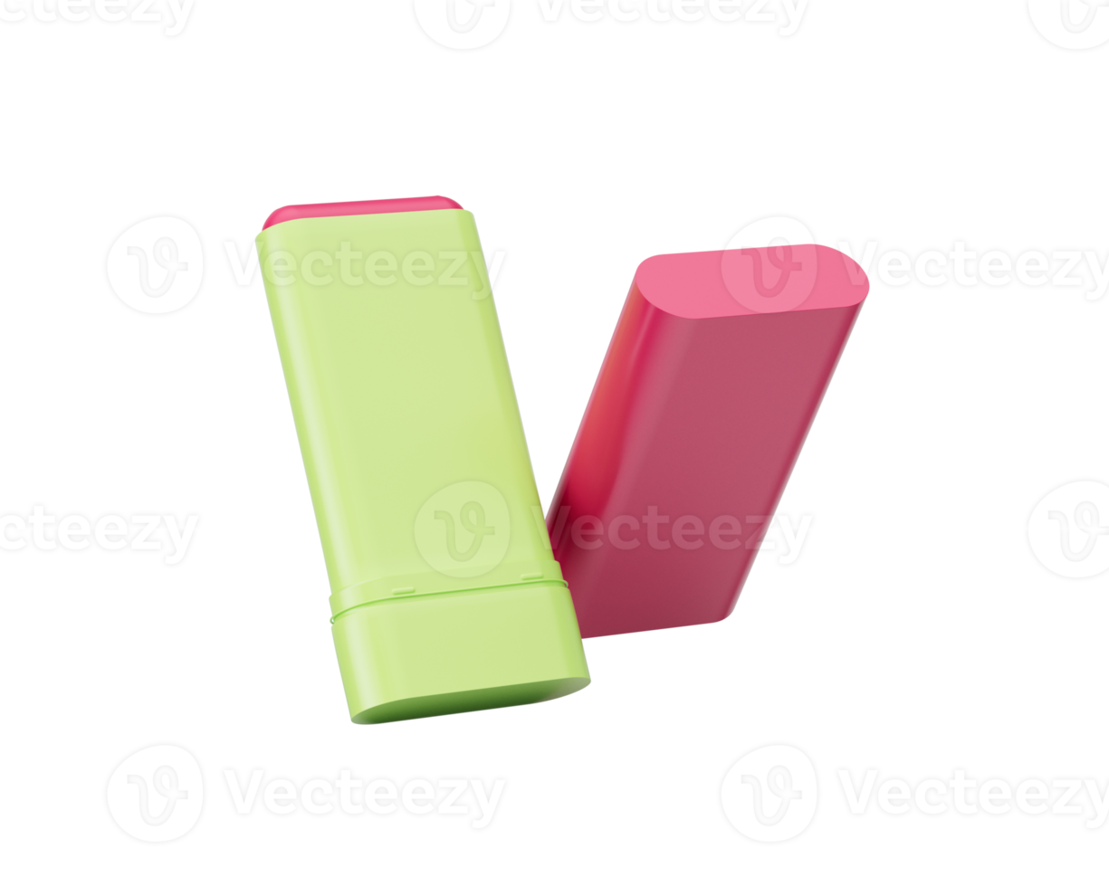 Glow Tinted Pink Blush Stick In Lime Green Casing With Glossy Pink Cap For Cheeks 3D Illustration png