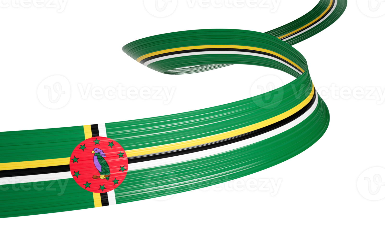 3d Flag Of Dominica 3d Wavy Shiny Dominica Ribbon Flag Isolated On White Background 3d Illustration png