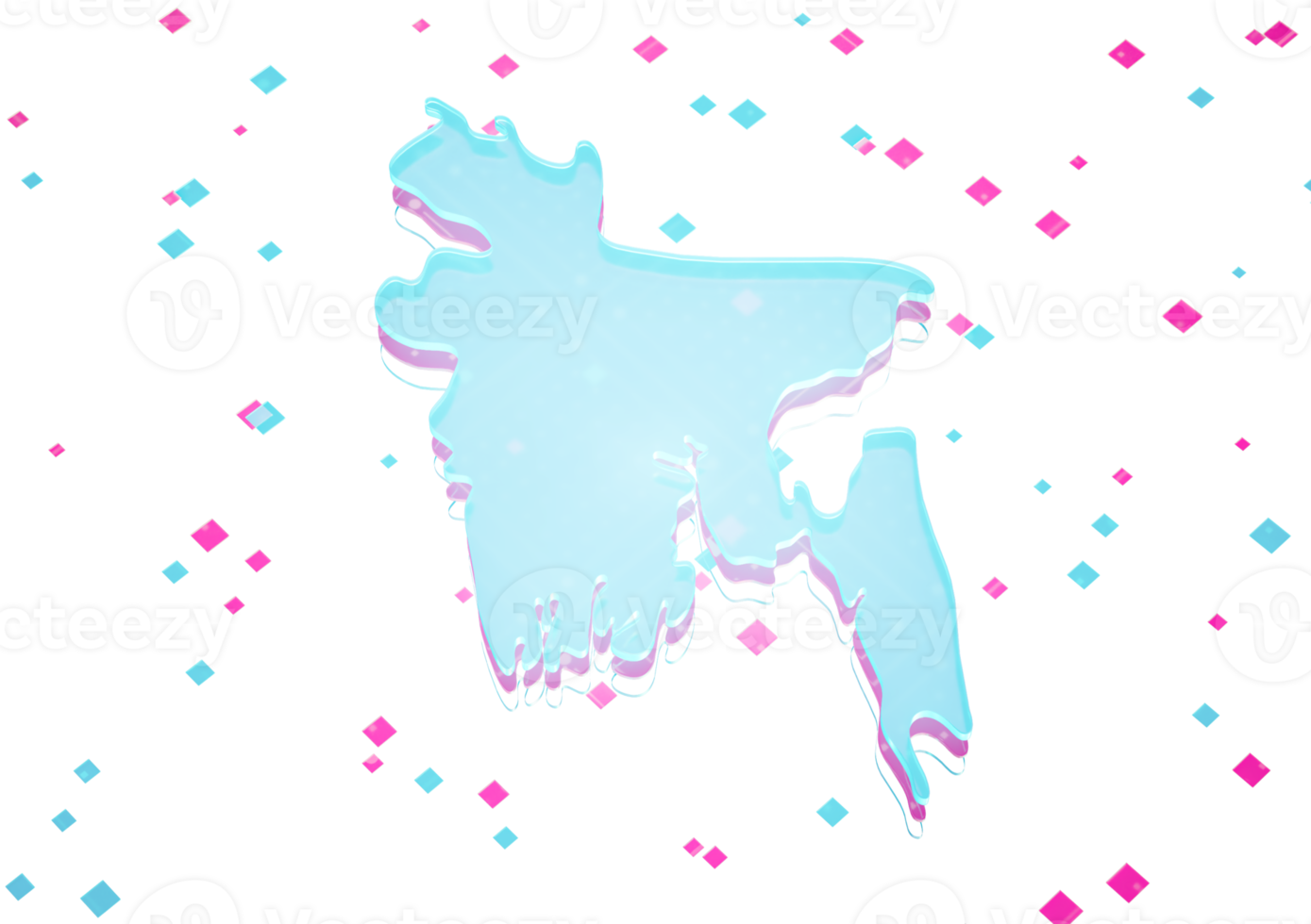 Illuminated Bangladesh Data Map Neon Blue Light On Seamless Pattern Background 3D Illustration png