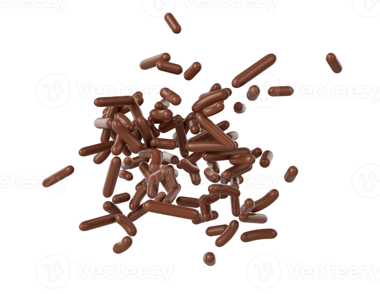 Chocolate Sprinkles For Cakes And Bakery Items Scattered 3D Illustration png