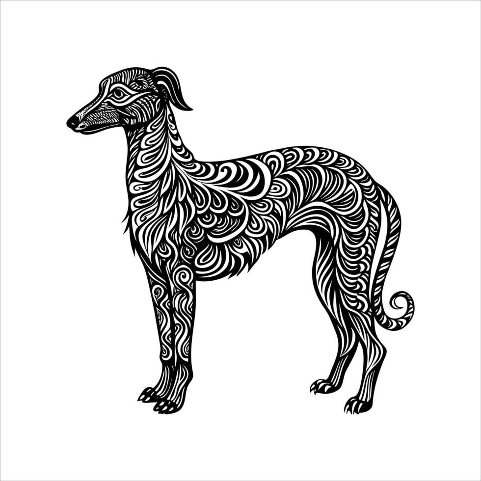 Sighthound dog line art. vector