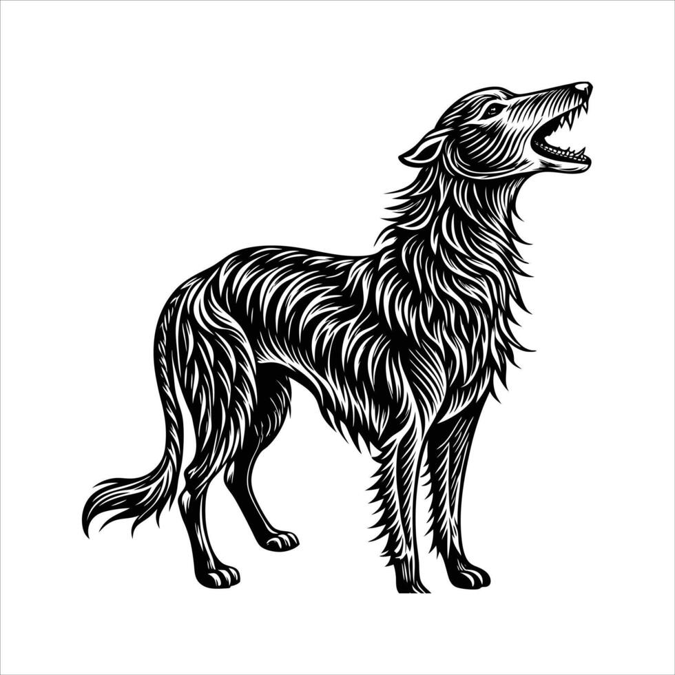 Irish Wolfhound Dog howling vector