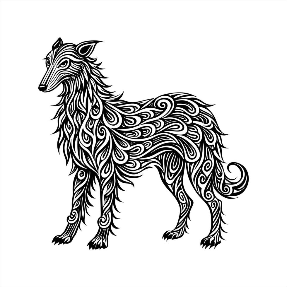 Irish Wolfhound Dog Line art vector