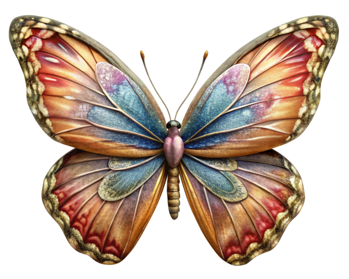 Butterfly with Brightly Colored Wildflowers png