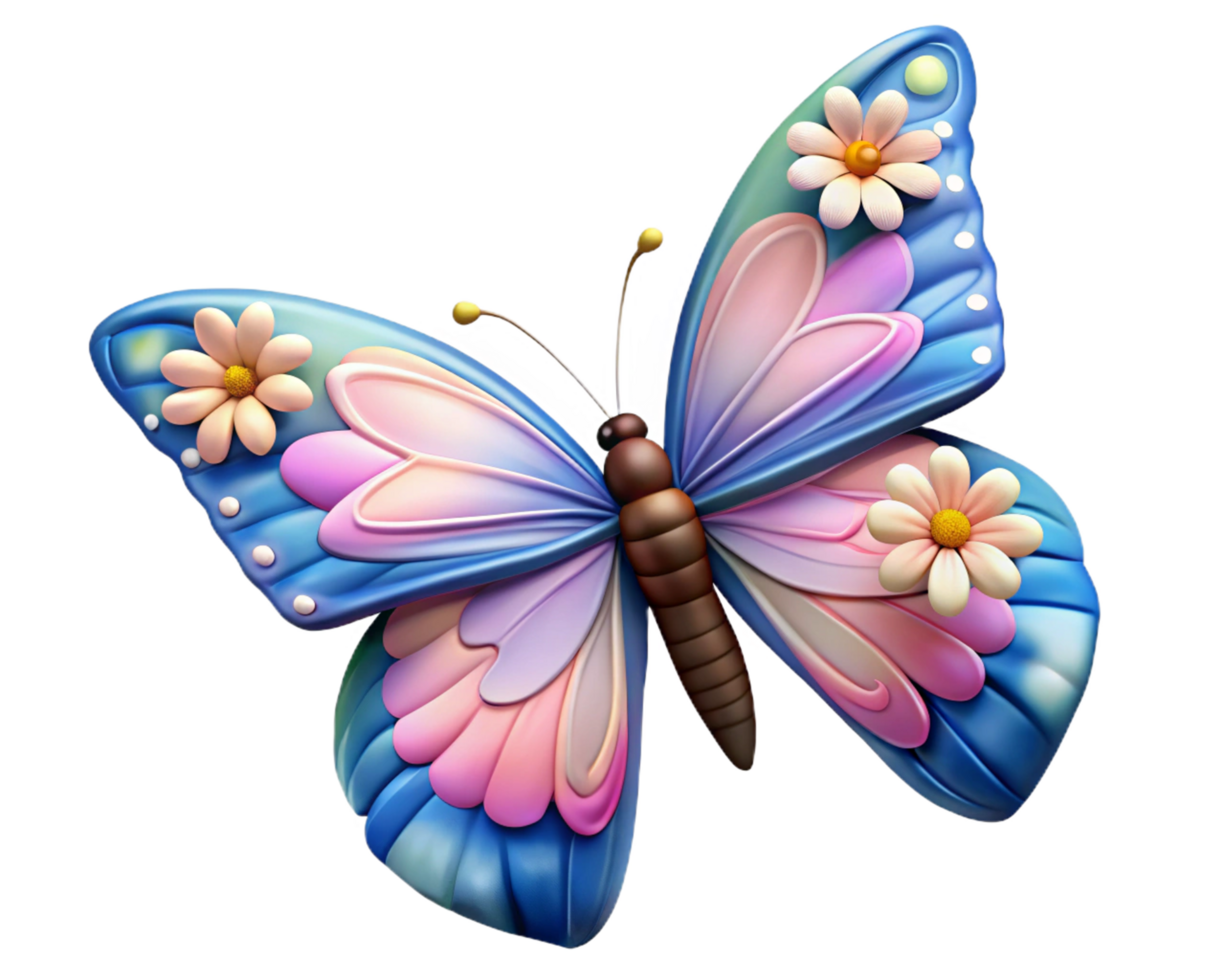 Butterfly and Flowers in a Stunning Close-Up png