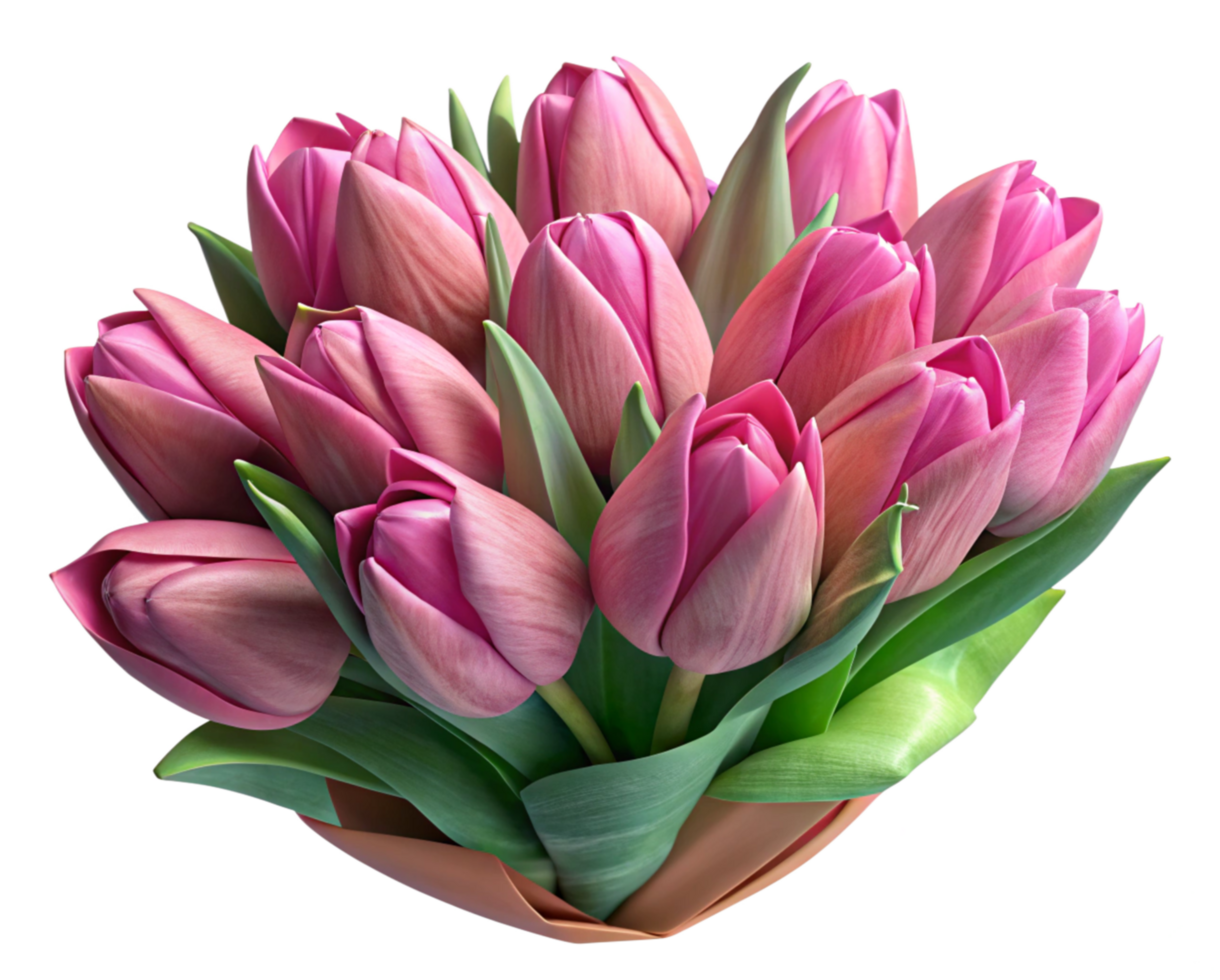 Blooming Pink Tulips in a Rustic Wrap Design png