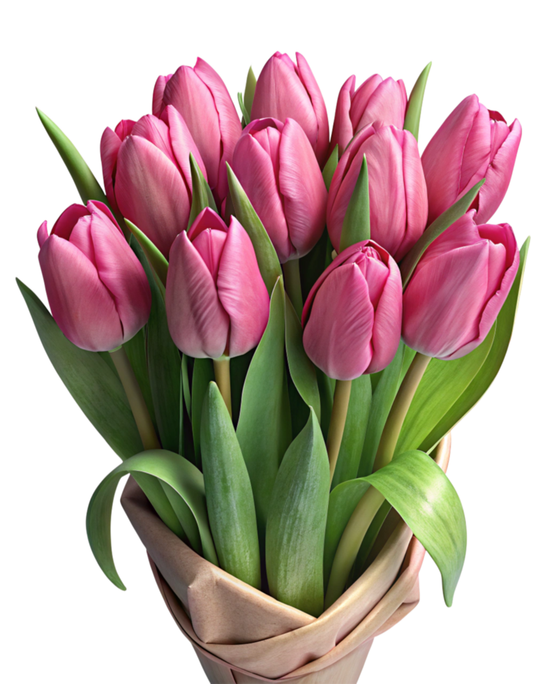 Wrapped Pink Tulips with Subtle Paper Design png