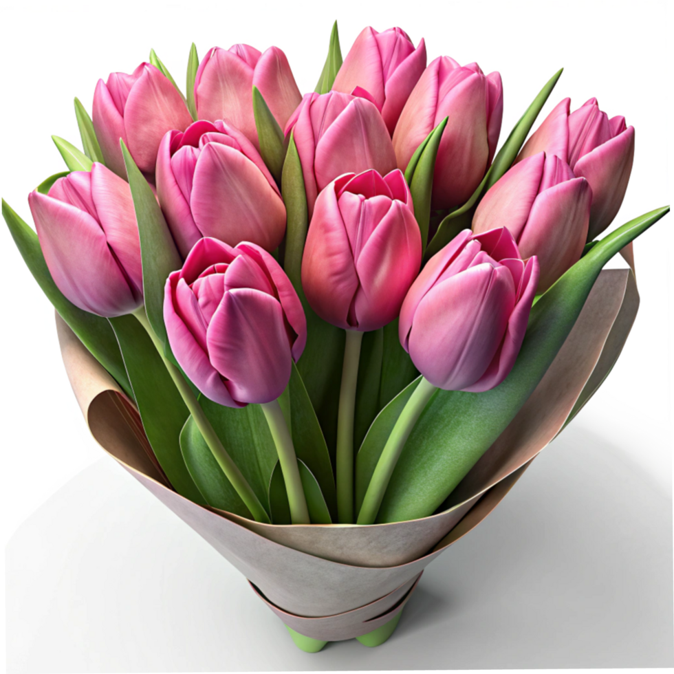 Fresh Spring Tulips Wrapped in Decorative Paper png