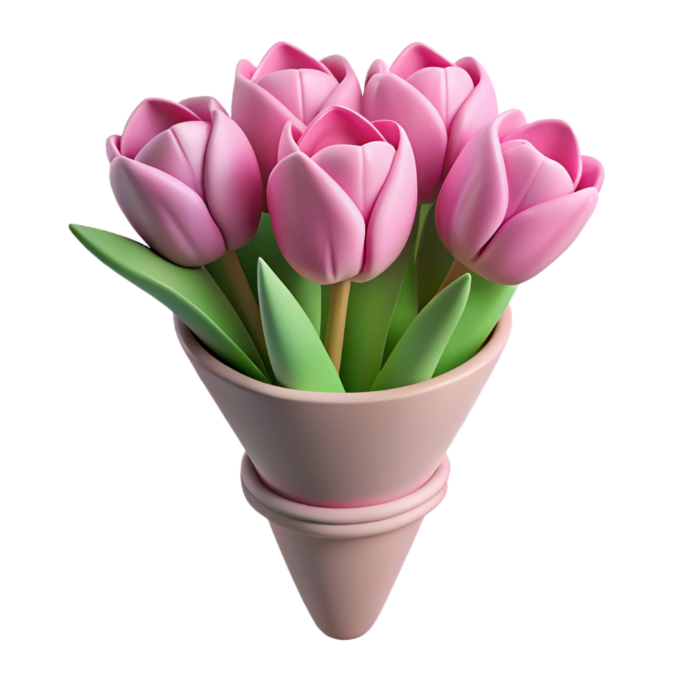 Graceful Pink Tulips Wrapped with Ribbon and Paper png