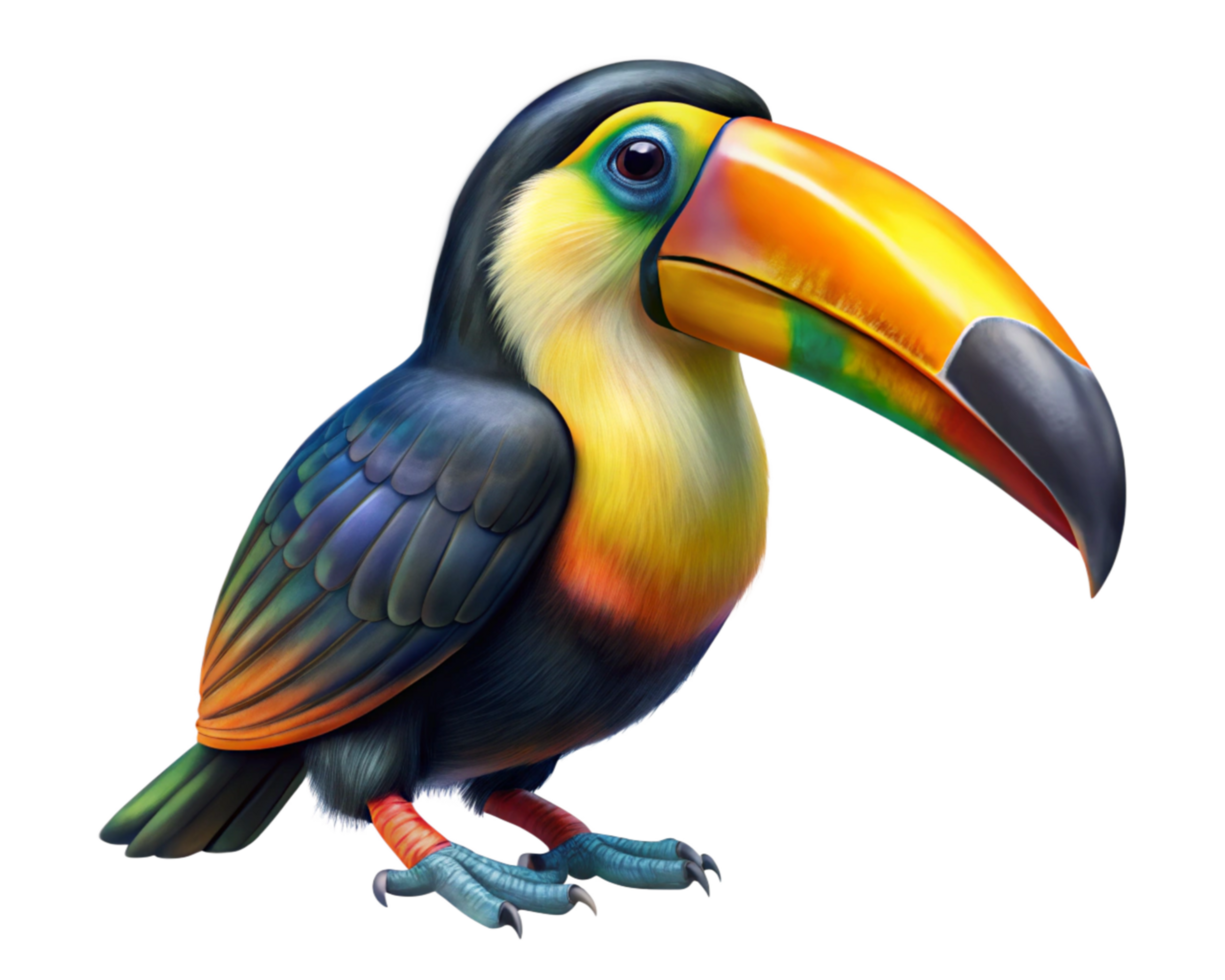 Bright and Vibrant Toucan in the Rainforest png