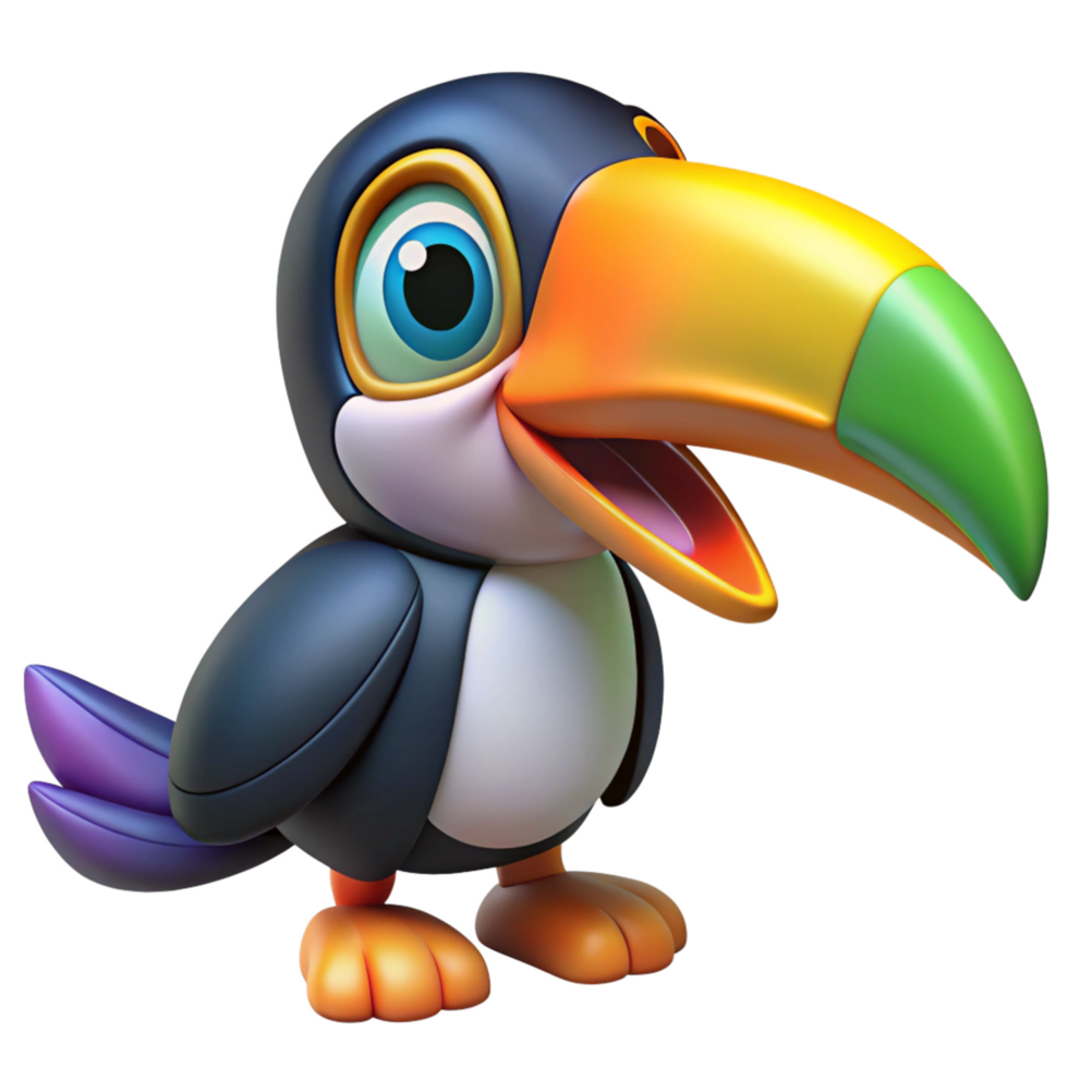 Toucan Bird Surrounded by Rainforest Greenery png