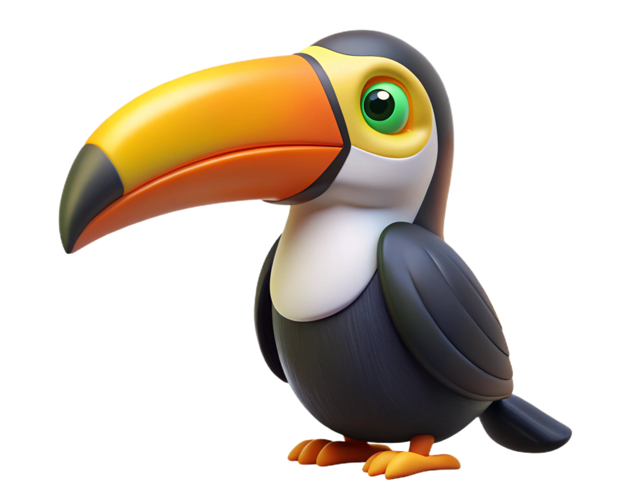 Bright and Colorful Toucan on a Tree png