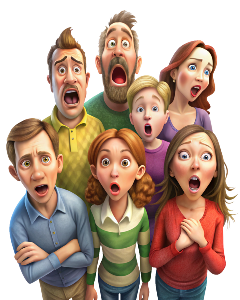 Happy Group Reacting to Good News Together png