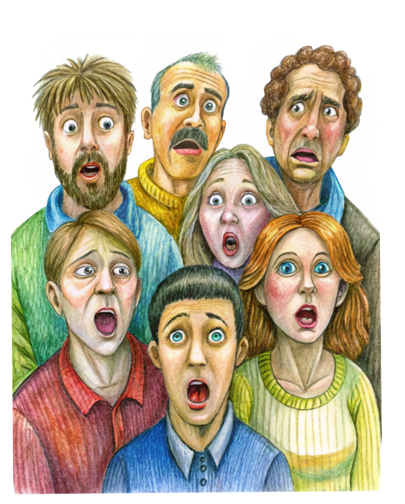 Friends in a Group Gasping Together png