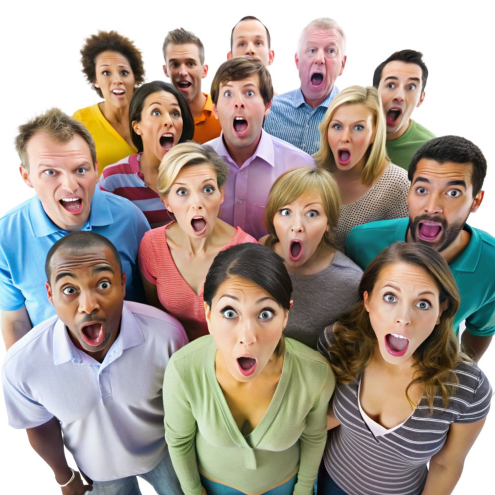 Surprised Group Cheering in Excitement png
