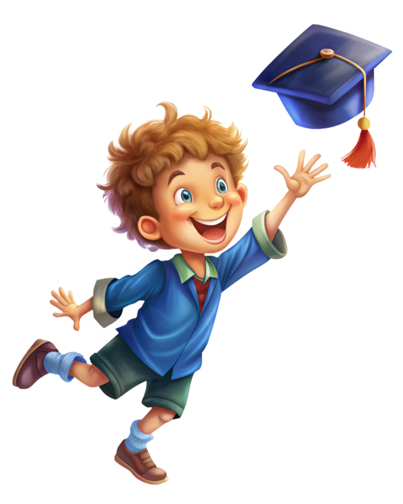 Boy Tossing Cap with Pride on Graduation Day png