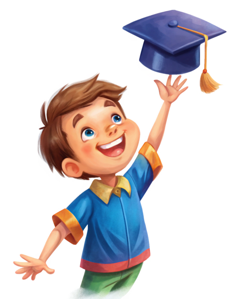 Smiling Boy Tossing Graduation Hat with Joy png