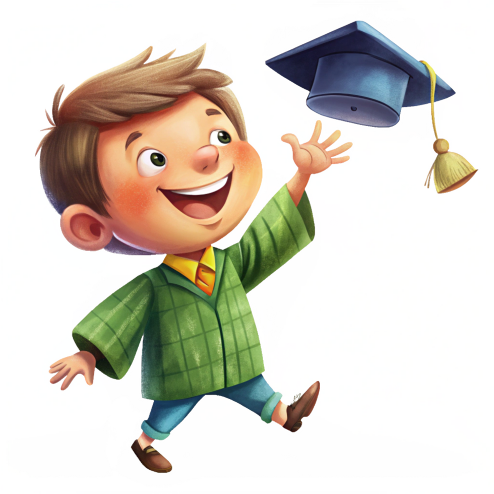 Joyful Graduate Boy Tossing Hat into the Sky png
