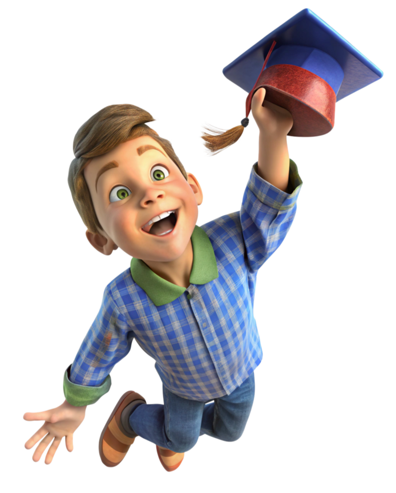 Graduation Day Boy Tossing Cap in Excitement png