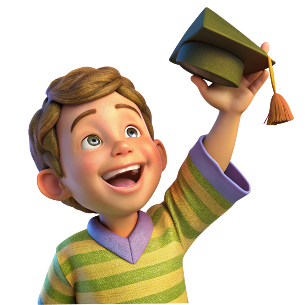 Boy Tossing Graduation Cap During Ceremony png