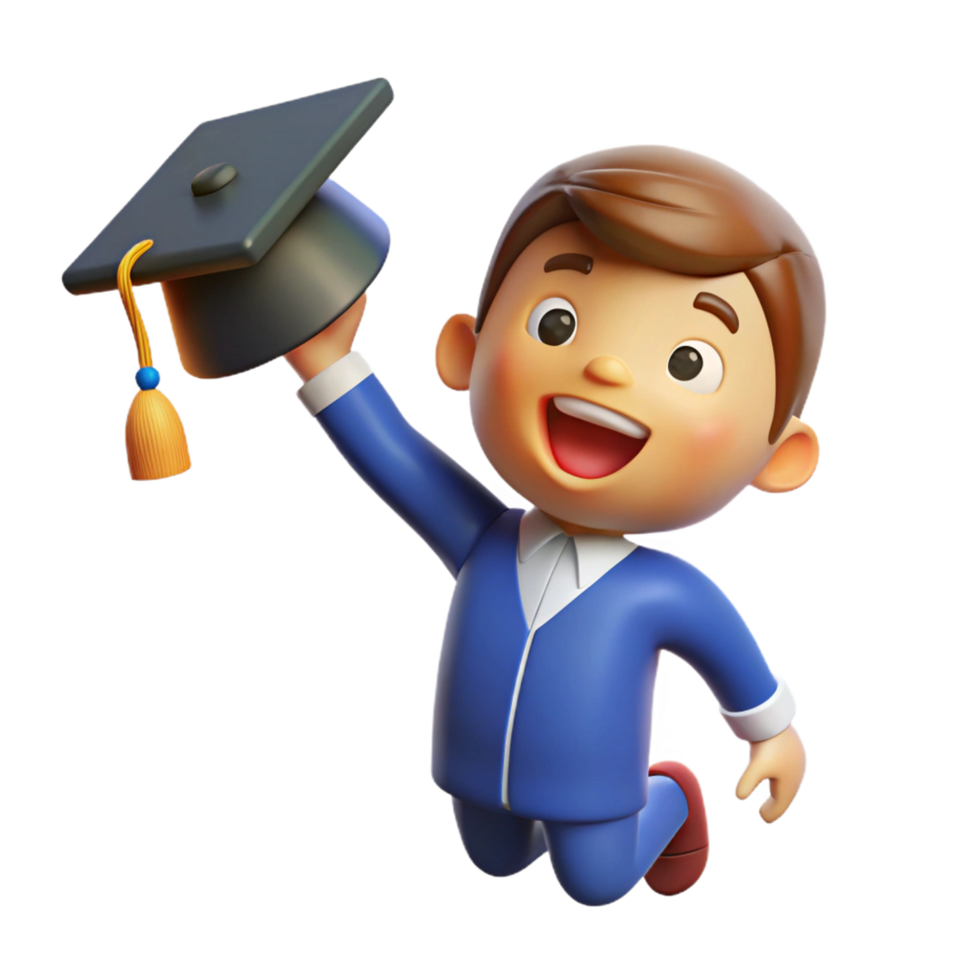 Smiling Graduate Boy Tossing Cap in the Air png