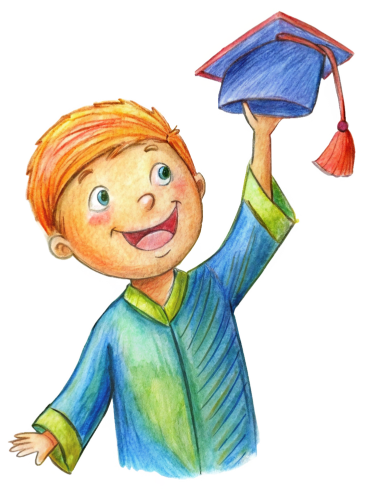 Boy Tossing Cap on Graduation Day with Happiness png