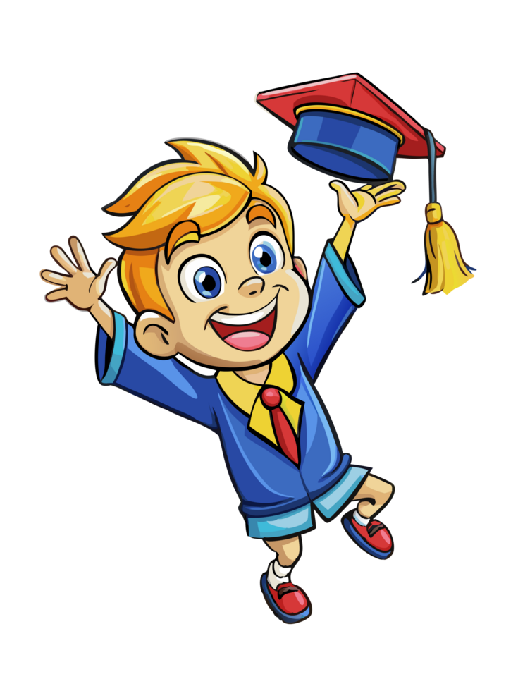 Happy Student Throwing Graduation Cap High png