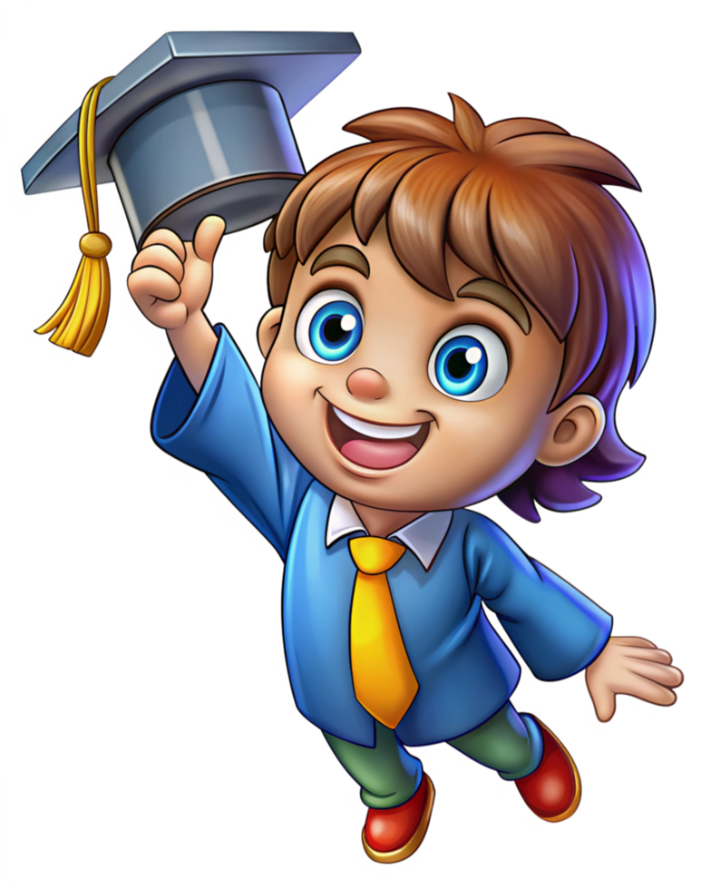 Excited Student Boy Celebrating Graduation Day png
