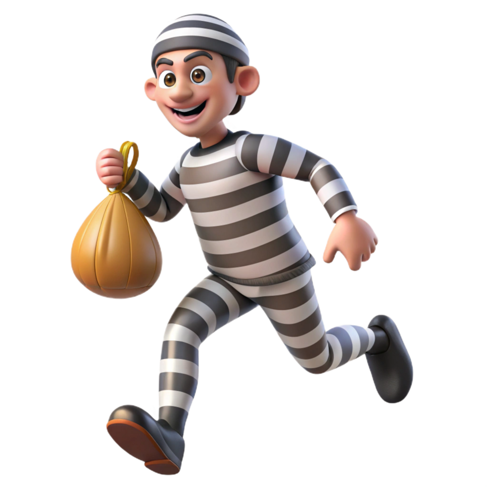 Robber Holding Sack and Fleeing Crime Scene png