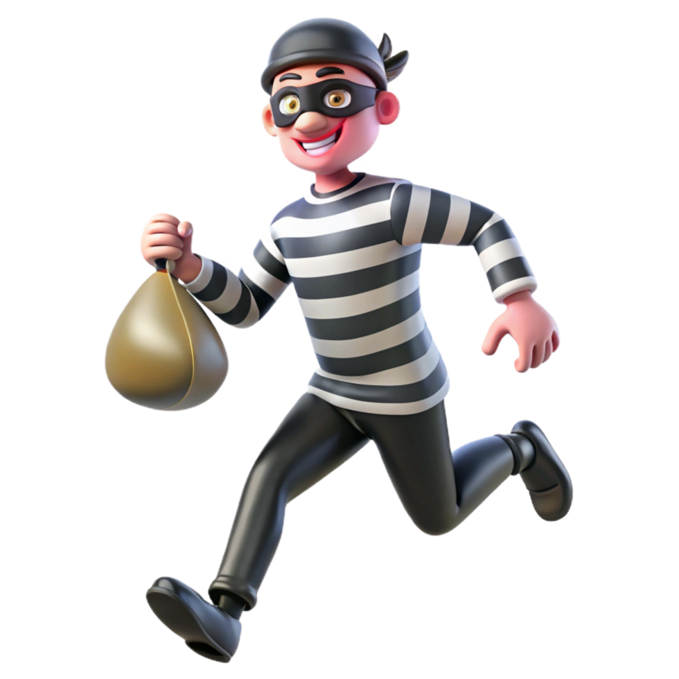 Burglar Escaping Scene with Full Sack png