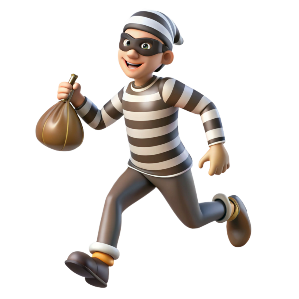 Robber Making Fast Getaway with Sack in Hand png