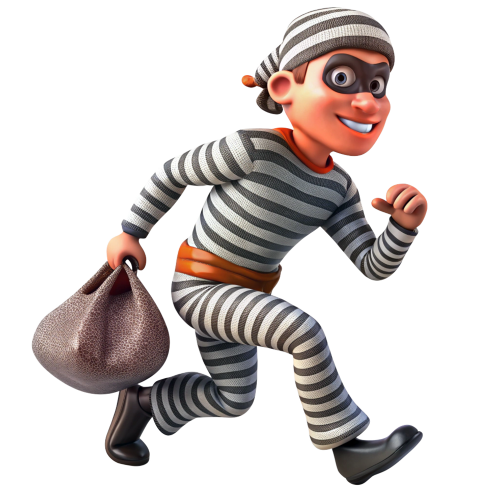 Cartoon Thief Running Away from Crime Scene png