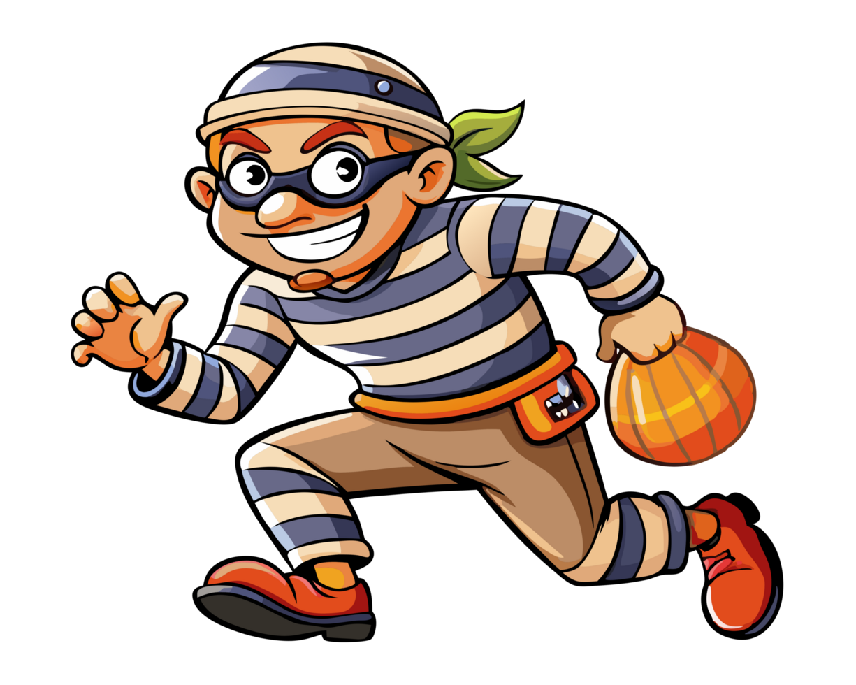 Robber Holding Sack While Running Fast png
